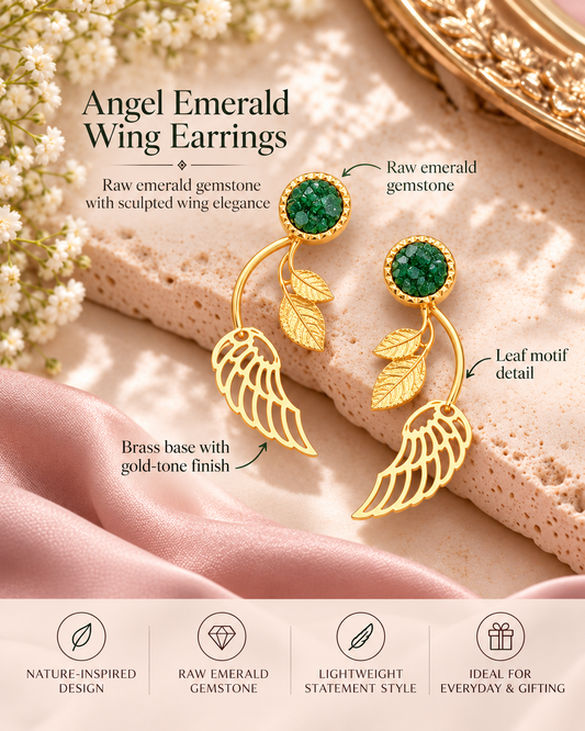 Angel Emerald Wing Earrings