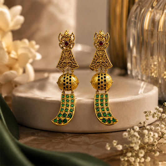 Emerald Crest Statement Earrings