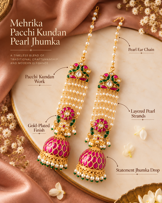 Mehrika Pacchi Kundan Pearl Jhumka