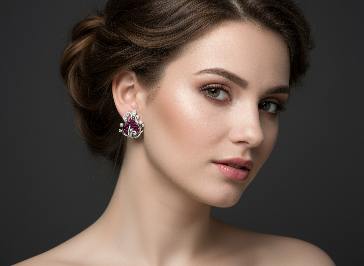Fuscia Petal Studs