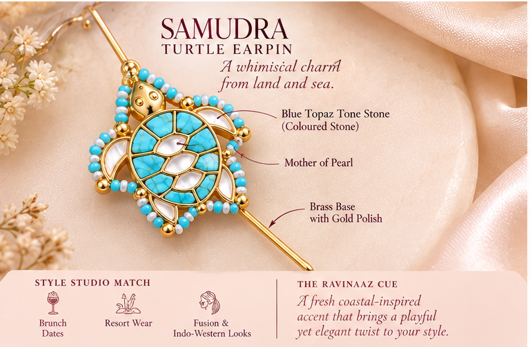 Samudra Turquoise Turtle Earpin