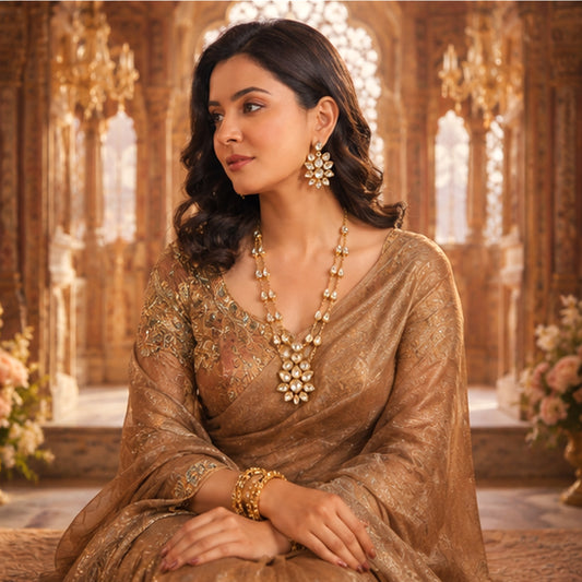 Polki Petals Double Layered Necklace Set