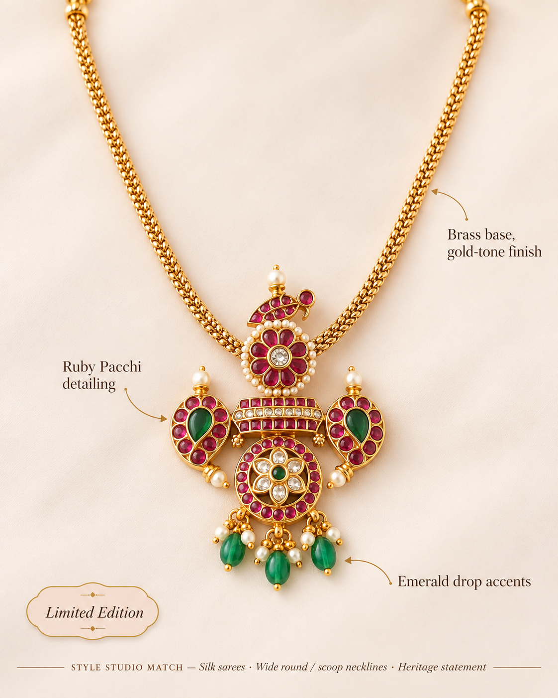 Avira Ruby Emerald Necklace Set