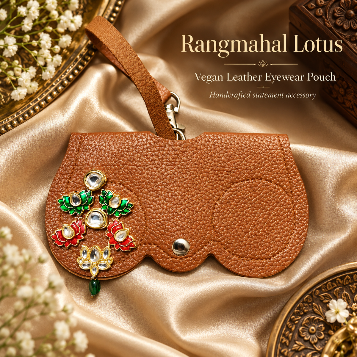 Rangmahal Lotus Vegan Leather Eyewear Pouch