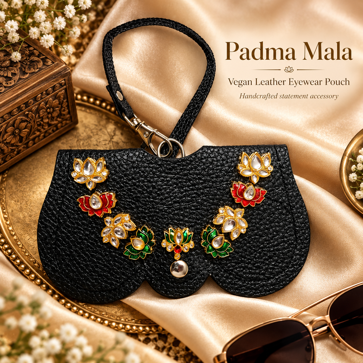 Padma Mala Vegan Leather Eyewear Pouch