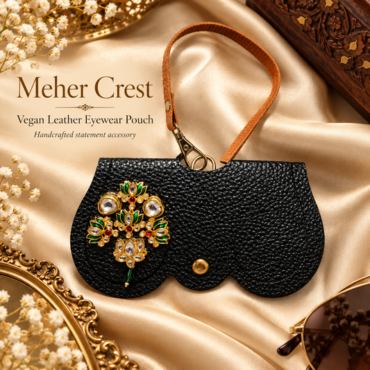Meher Crest Vegan Leather Eyewear Pouch