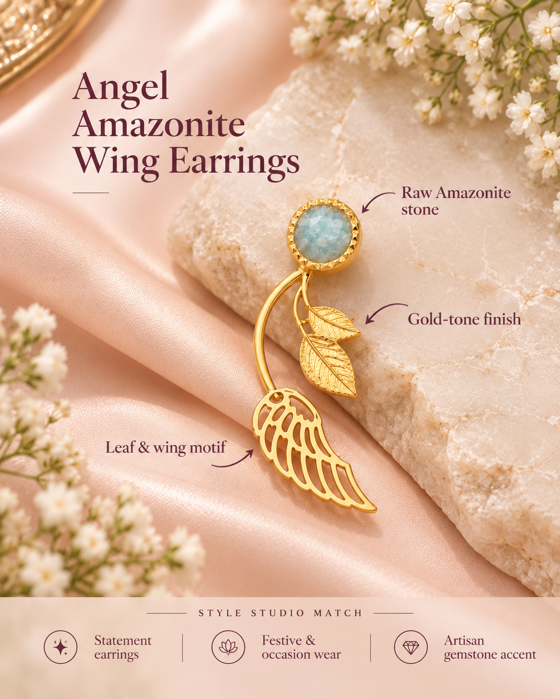 Angel Amazonite Wing Earrings