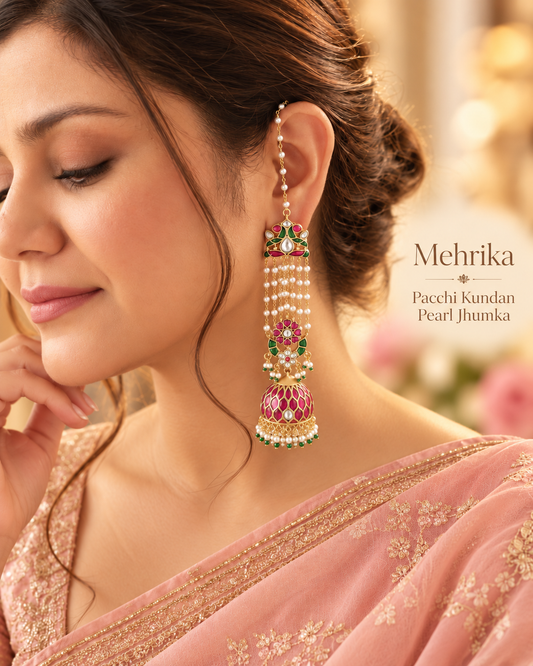 Mehrika Pacchi Kundan Pearl Jhumka