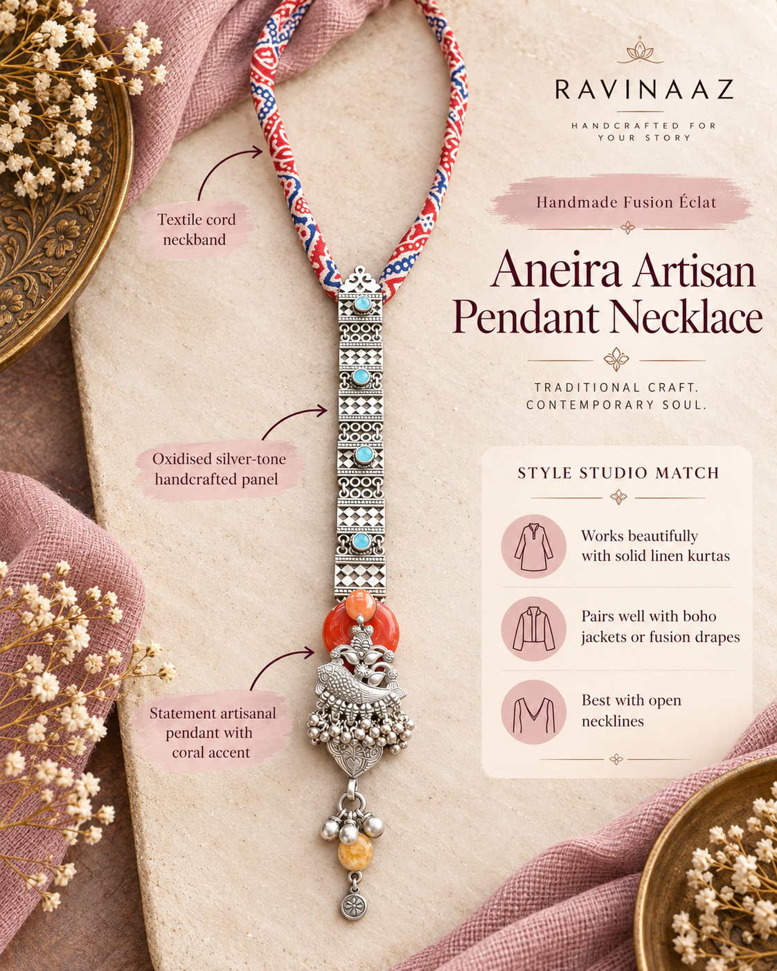 Aneira Artisan Pendant Necklace