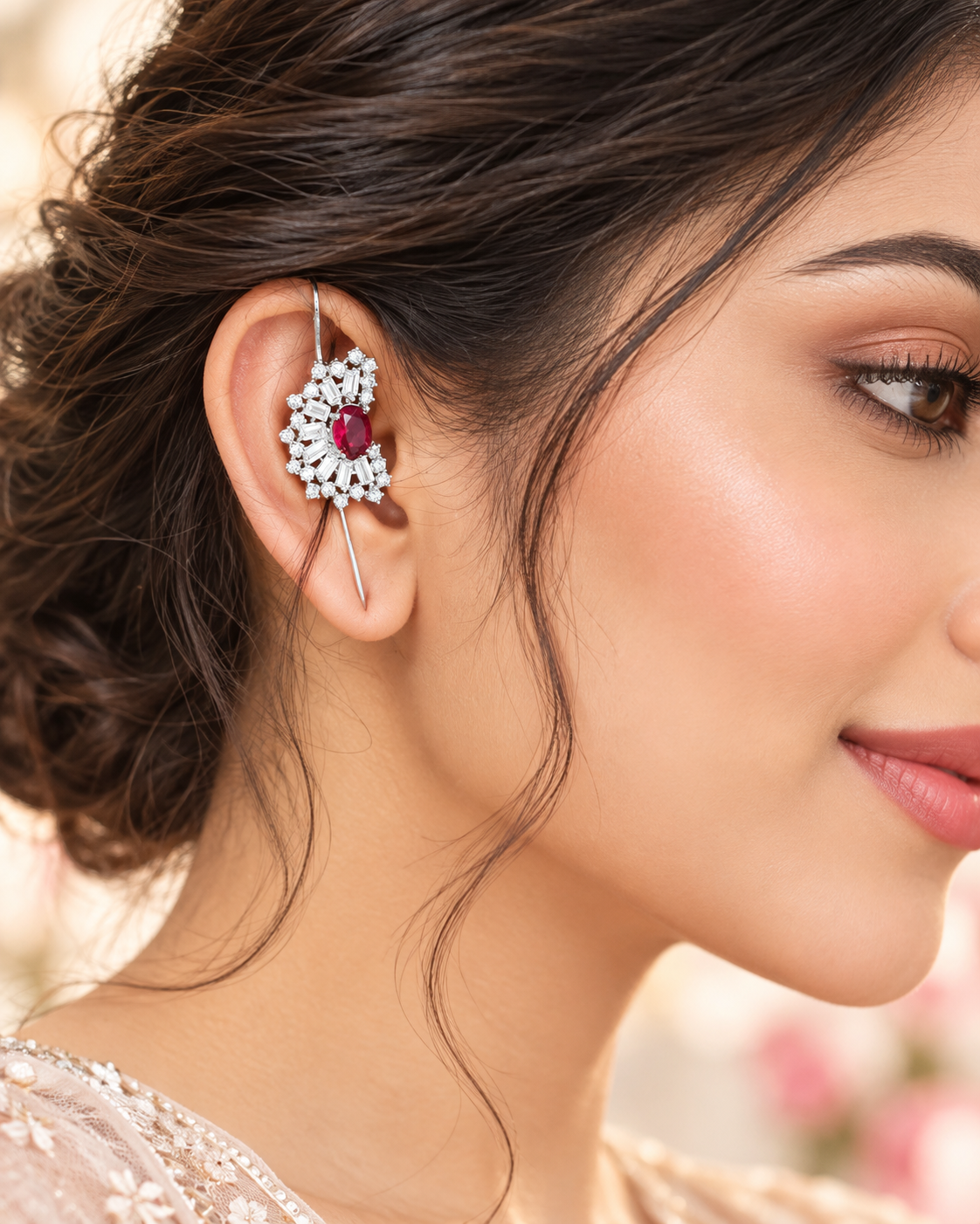Ruhani Ruby AD Ear Pin