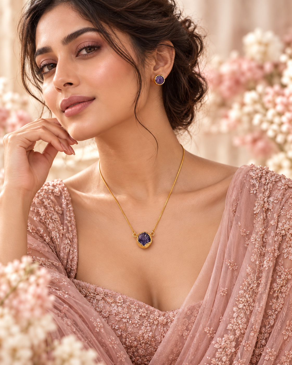 Elina Amethyst Pendant Set