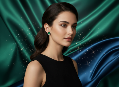 Emerald Crescent Studs