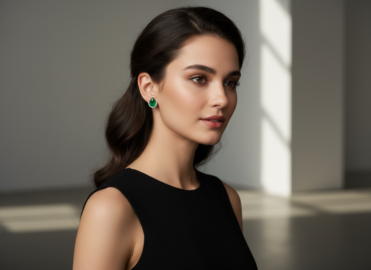 Emerald Crescent Studs