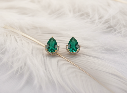 Emerald Crescent Studs