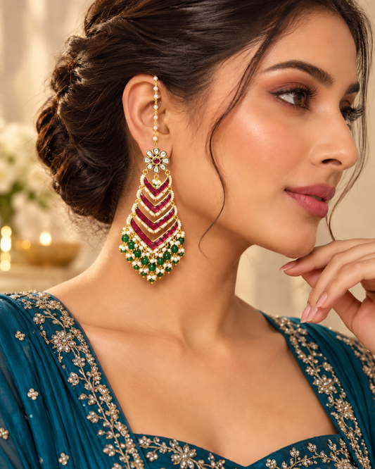 Ruhira Ruby Pacchi Kundan Earrings